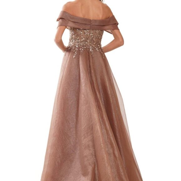 NWT Rina Di Montella RD2816 Crinkled Organza Formal Gown Celadon Size 6 - Picture 3 of 6